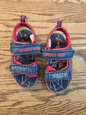 Spiderman - Red & Navy Blue - Toddler Velcro Sandals - US Size 8